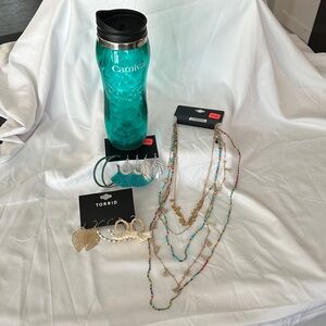 torrid Multicolor Beaded Layered Necklace and Gold Hoop Earrings Set